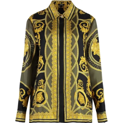 Barocco Silk Shirt All Over Print , female, Sizes: S, XS, M - Versace - Modalova