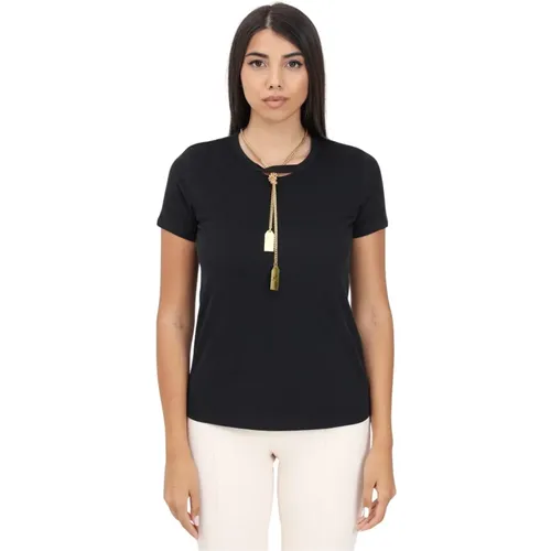 T-shirt with Necklace , female, Sizes: L - Elisabetta Franchi - Modalova