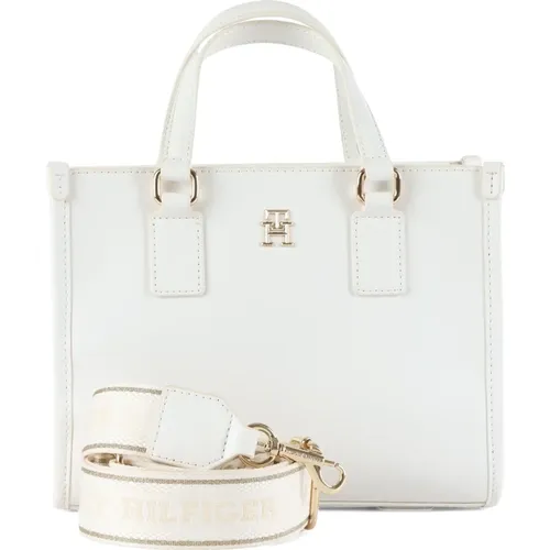 Eco-leather handbag with logo plate , female, Sizes: ONE SIZE - Tommy Hilfiger - Modalova