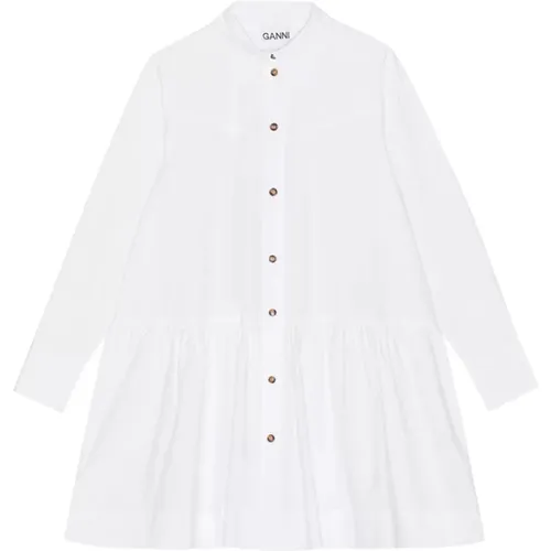 Cotton Pointed Collar Dress , female, Sizes: XS, L, M, S - Ganni - Modalova