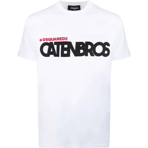 Caten Brothers Cotton T-Shirt , male, Sizes: L, S - Dsquared2 - Modalova