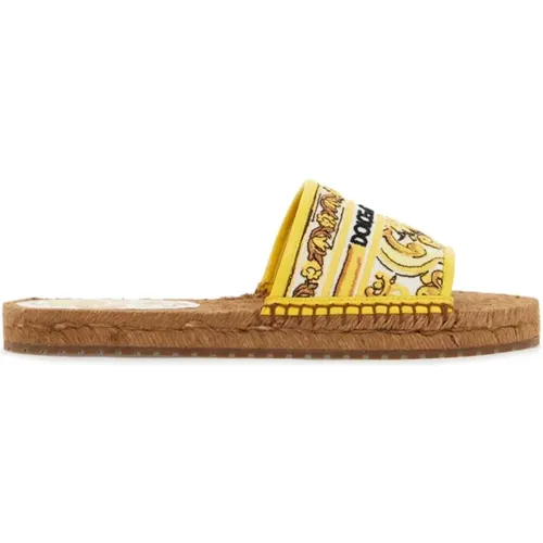 Maiolica Embroidered Espadrille Slides , female, Sizes: 3 UK - Dolce & Gabbana - Modalova