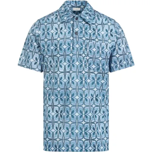 Blue Geometric Pattern Polo Shirt , male, Sizes: M, L, S - Dries Van Noten - Modalova