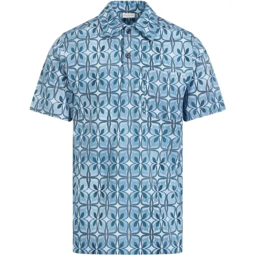 Blue Geometric Pattern Polo Shirt , male, Sizes: S - Dries Van Noten - Modalova