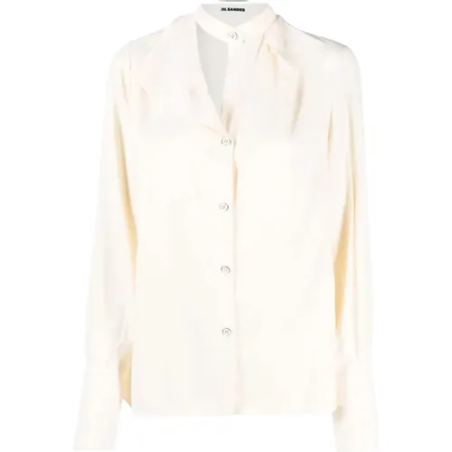 Ivory Button Shirt , Damen, Größe: L - Jil Sander - Modalova