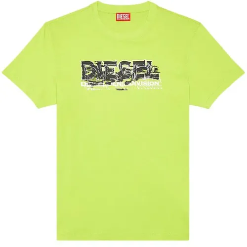 Grünes Slim Fit T-Shirt aus Bio-Baumwolle , Herren, Größe: L - Diesel - Modalova