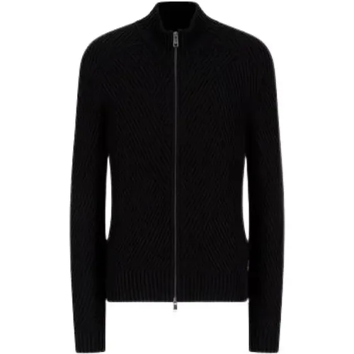 Mock Neck Rib Knit Cardigan , male, Sizes: XS - Armani Exchange - Modalova