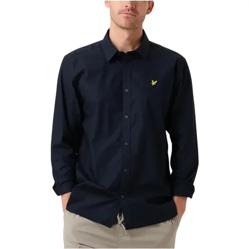 Blaues Langarm Popeline Hemd , Herren, Größe: XL - Lyle & Scott - Modalova