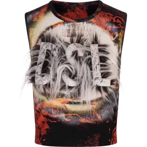 Graffiti Print Sleeveless Top , female, Sizes: XS - Diesel - Modalova