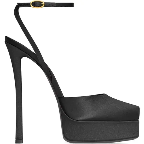 Leather Sandals with Buckle Detail , female, Sizes: 2 1/2 UK, 6 1/2 UK, 7 UK - Saint Laurent - Modalova