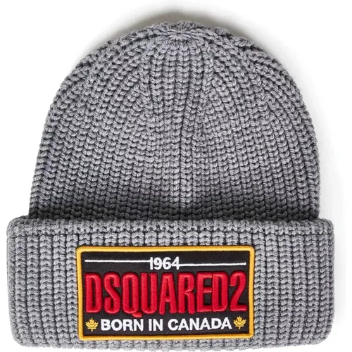 Chunky Rippstrick Wollmütze Grau - Dsquared2 - Modalova