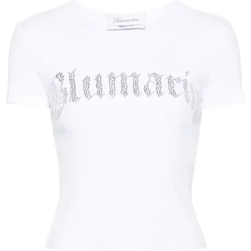 Ottico Cropped T-Shirt , female, Sizes: L, M, S - Blumarine - Modalova