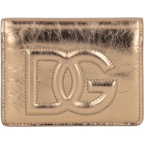 Golden Wallet with Hidden Closure , female, Sizes: ONE SIZE - Dolce & Gabbana - Modalova