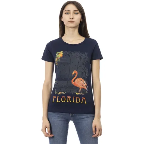 Kurzarm Rundhals T-Shirt , Damen, Größe: S - Trussardi - Modalova