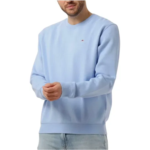 Blauer Fleece C Neck Pullover , Herren, Größe: L - Tommy Jeans - Modalova