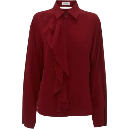 Asymmetrical Silk Shirt with Button Detail , female, Sizes: XS, 2XS - Victoria Beckham - Modalova