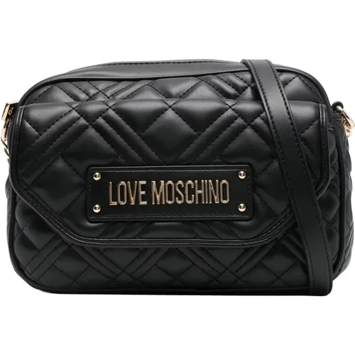 Schwarze Diamond-Stepp-Crossbody-Tasche - Love Moschino - Modalova