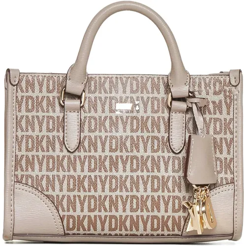 Chocolate Brown Monogram Pattern Shoulder Bag , female, Sizes: ONE SIZE - DKNY - Modalova