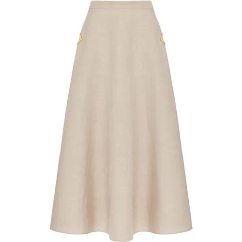Linen Flared Skirt , female, Sizes: XS, S, 2XS - Valentino - Modalova