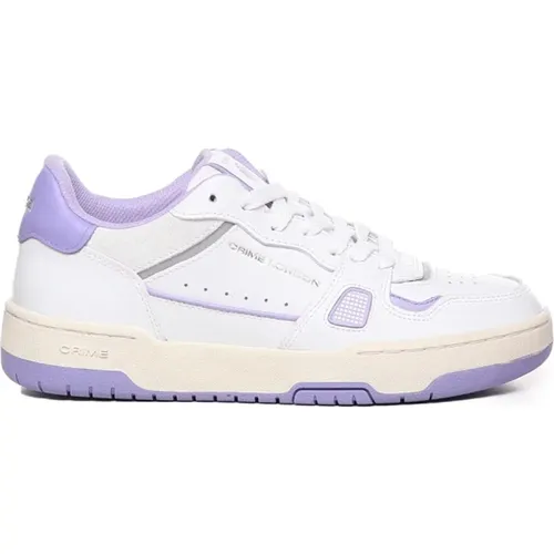 Leather Sneakers with Purple Accents , female, Sizes: 4 UK - Crime London - Modalova