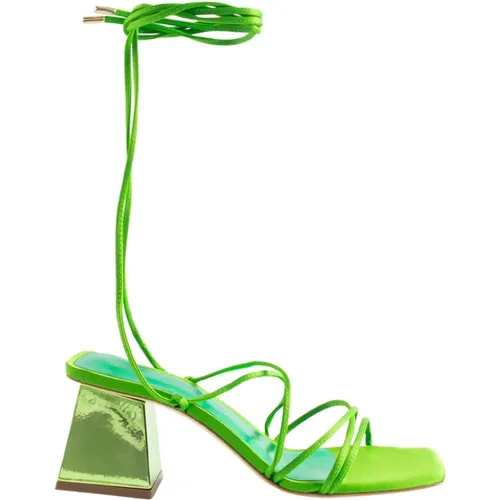 Square Heel Satin Sandals , female, Sizes: 8 UK - Ncub - Modalova