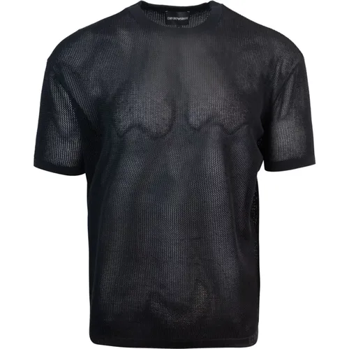 T-shirt with Jacquard Logo , male, Sizes: XL, L, M, 2XL - Emporio Armani - Modalova