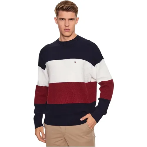 Textured Color Block Sweater , male, Sizes: XL, M - Tommy Hilfiger - Modalova