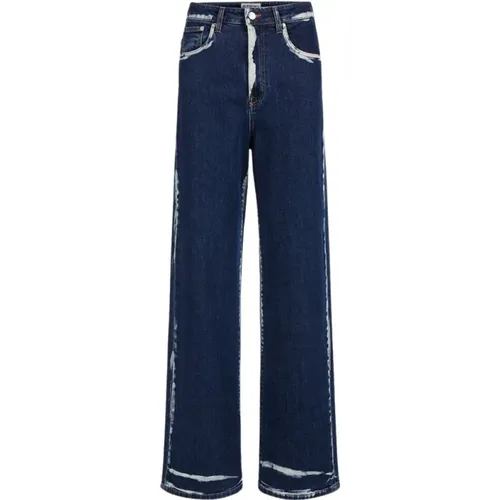 Indigo Wide Leg Jeans mit Bleach-Behandlung , Damen, Größe: W26 - Iceberg - Modalova