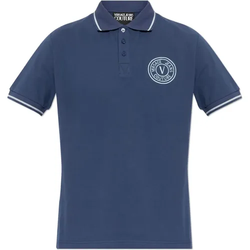 Polo mit gesticktem Logo - Versace Jeans Couture - Modalova