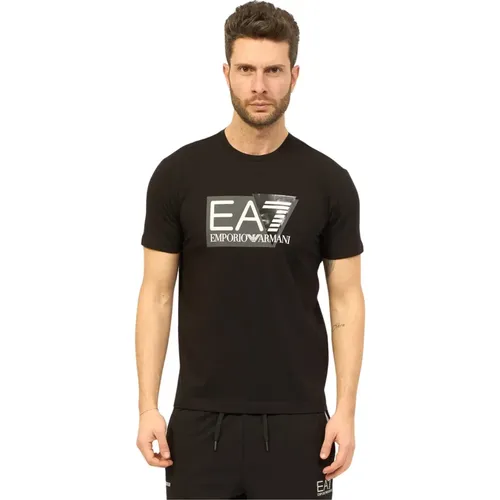 Cotton Round Neck T-shirt , male, Sizes: 2XL - Emporio Armani EA7 - Modalova