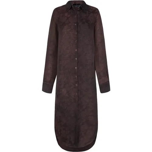 Malaysia, long burgundy jacquard shirt , female, Sizes: XL, S, L, XS, M - Cortana - Modalova