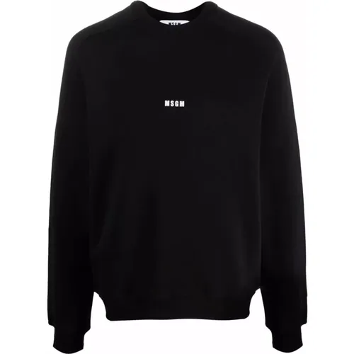 Schwarzer Pullover mit Mini-Logo , Herren, Größe: L - MSGM - Modalova