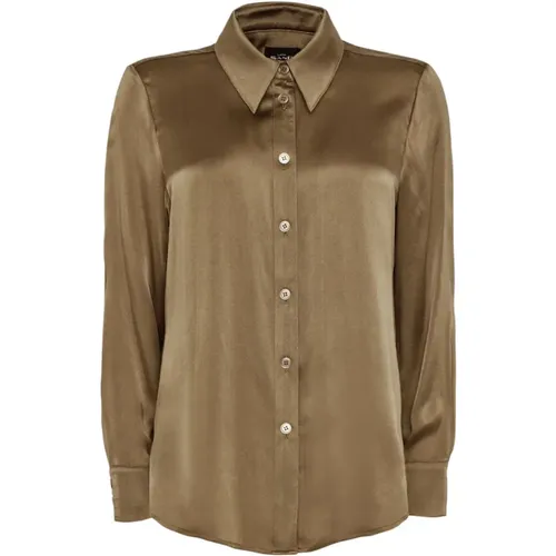 Elegant Silk Blend Shirt , female, Sizes: XL, S, XS - Sand - Modalova