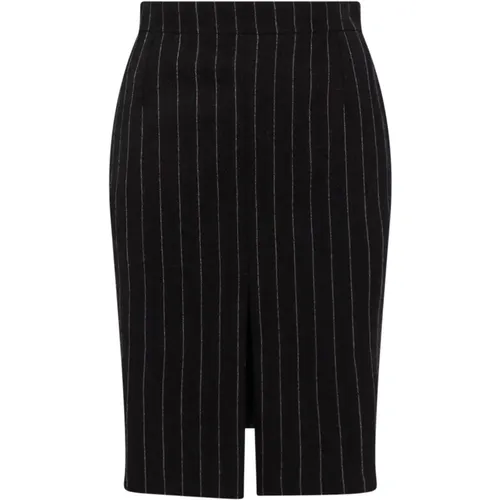 Grey Wool Skirt with Frontal Slit , female, Sizes: M - Saint Laurent - Modalova