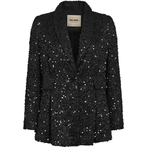 Sequin Blazer with Long Sleeves and Single Button Closure , female, Sizes: XS - MOS MOSH - Modalova