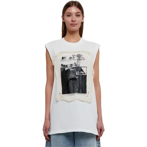 Schwarzes Print Oversized T-Shirt , Damen, Größe: S - Maison Margiela - Modalova