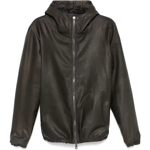 Slim Fit Leather Jacket with Zip , male, Sizes: XL, L, 3XL, 2XL - Giorgio Brato - Modalova