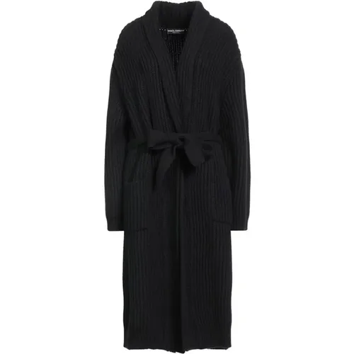 High Collar Wool Coat with Belt , female, Sizes: XS - Dolce & Gabbana - Modalova