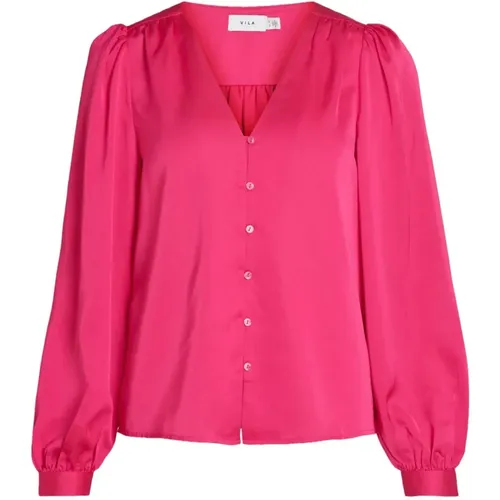 Fuchsia Bluse mit V-Ausschnitt VILA - Vila - Modalova