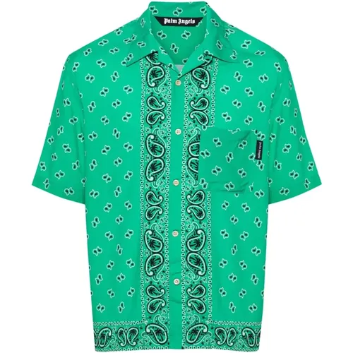 Grünes Paisley Hemd , Herren, Größe: S - Palm Angels - Modalova