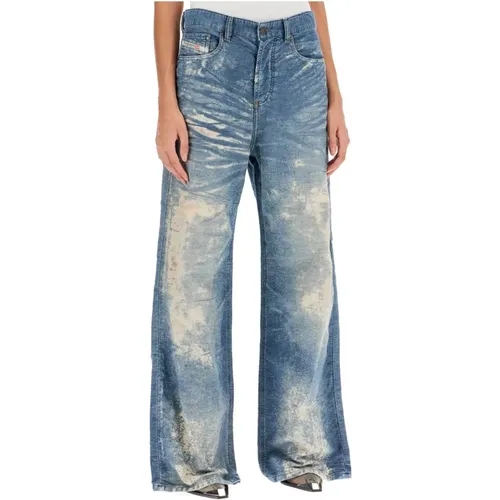 D-Sire Spitzeninspirierte Straight Leg Jeans , Damen, Größe: W24 - Diesel - Modalova