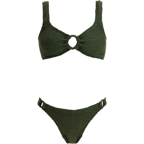 Ruched Metallic Bikini Set with Rings , female, Sizes: ONE SIZE - Hunza G - Modalova