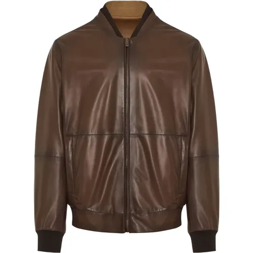 Leather bomber jacket , male, Sizes: 2XL, 4XL - Corneliani - Modalova