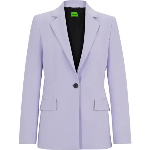 Lilac Open Blazer with Revers Collar , female, Sizes: M, L - Hugo Boss - Modalova