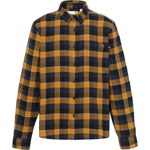 Dark Blue Checkered Shirt with SolucellAir Technology , male, Sizes: XL, S, L, 3XL, M, 2XL - Timberland - Modalova