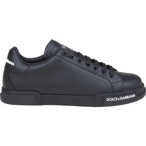 Portofino Schwarze Sneakers , Herren, Größe: 42 EU - Dolce & Gabbana - Modalova