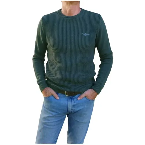 Cotton Knit Round Neck Sweater , male, Sizes: L, 2XL, 3XL - aeronautica militare - Modalova