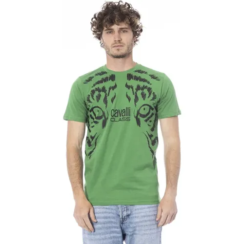 Logo Print Short Sleeve T-Shirt , male, Sizes: XL, 2XL, L, M - Cavalli Class - Modalova