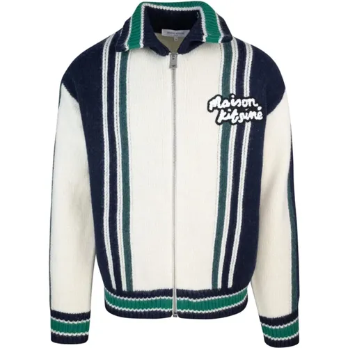 College Strick Intarsia Jacke , Herren, Größe: M - Maison Kitsuné - Modalova