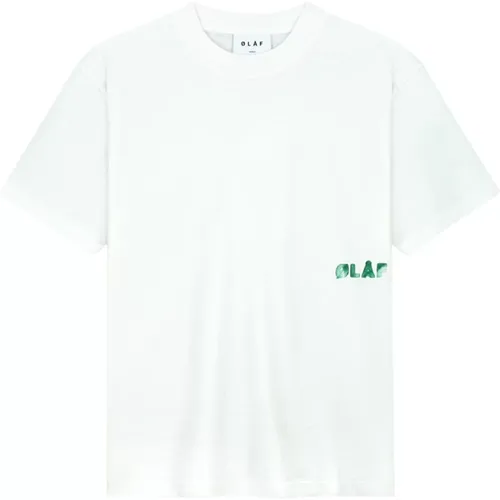 T-Shirts,Aquarell Logo Slub T-Shirt Dunkelblau - Olaf Hussein - Modalova